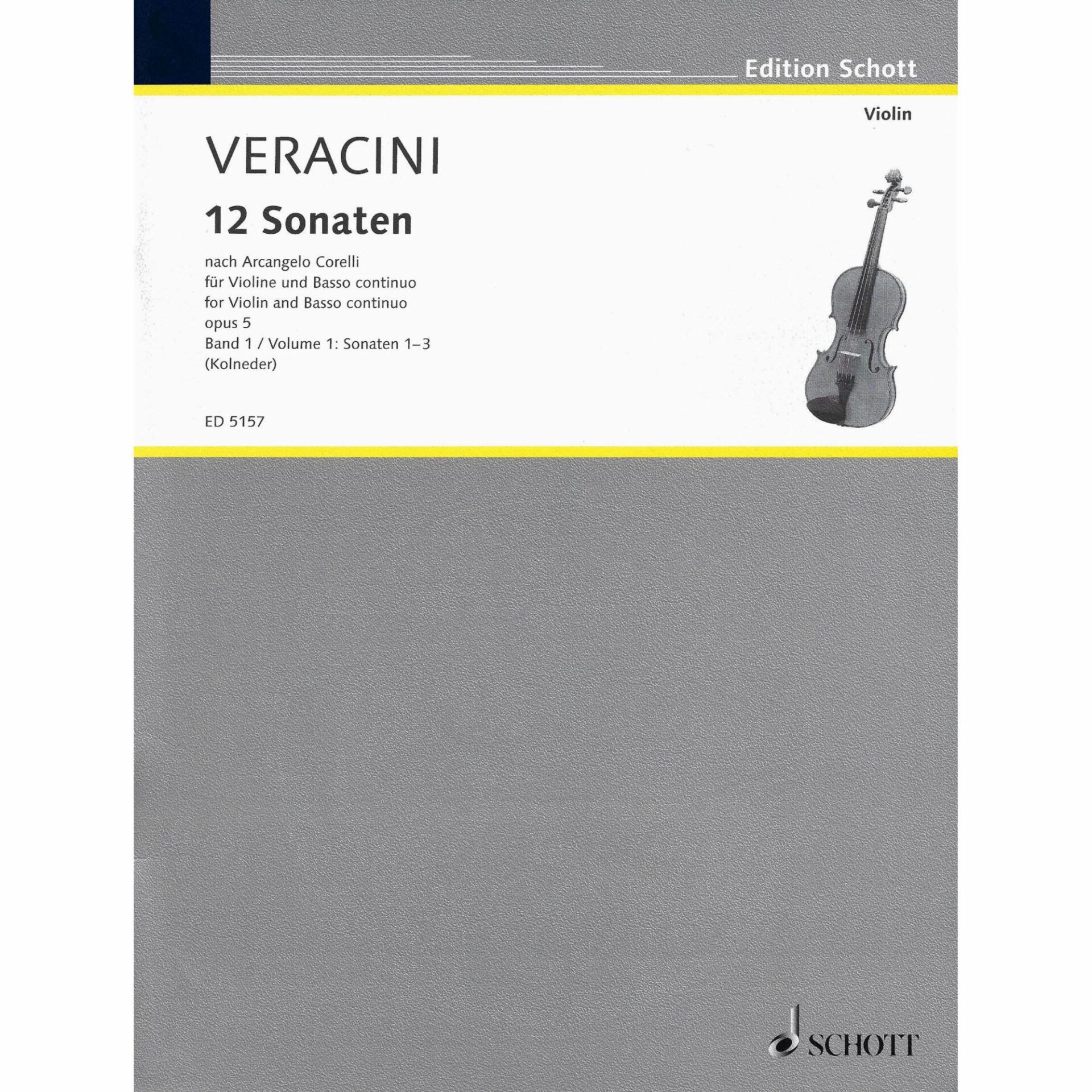 Corelli/Veracini -- 12 Sonatas, Op. 5, Vols. 1-4 for Violin and Basso Continuo