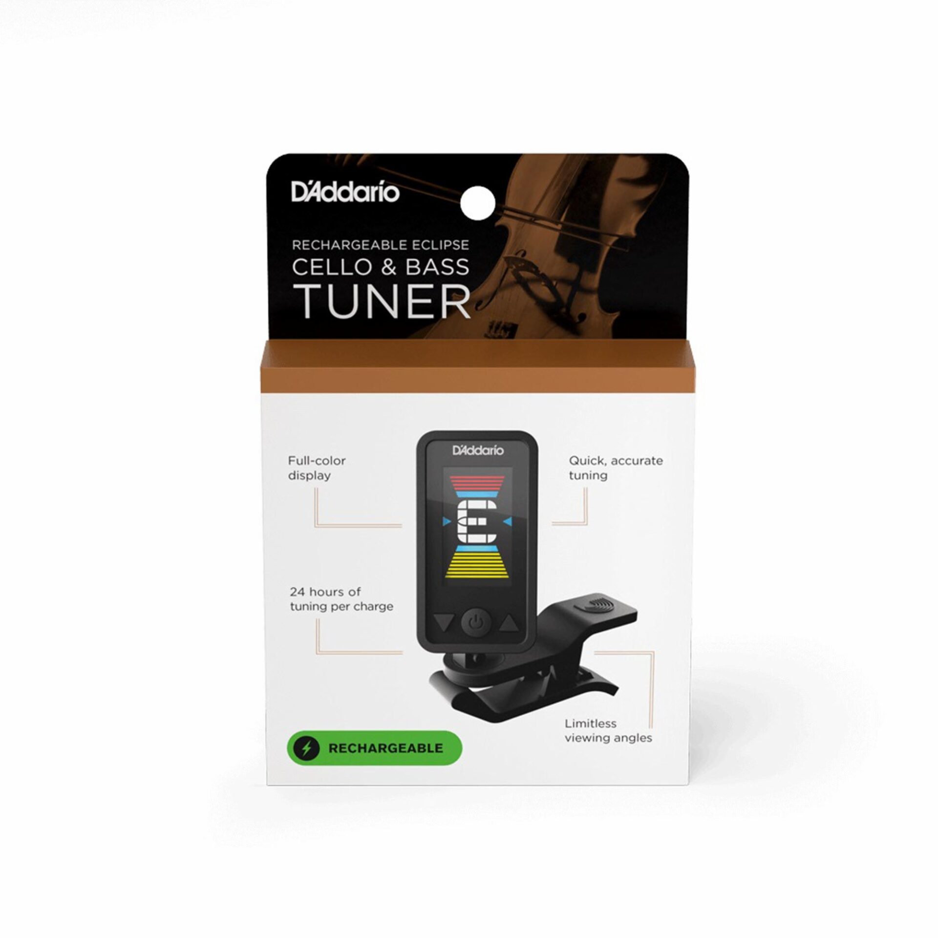 D'Addario Eclipse Rechargeable Cello/Bass Tuner - Image 5