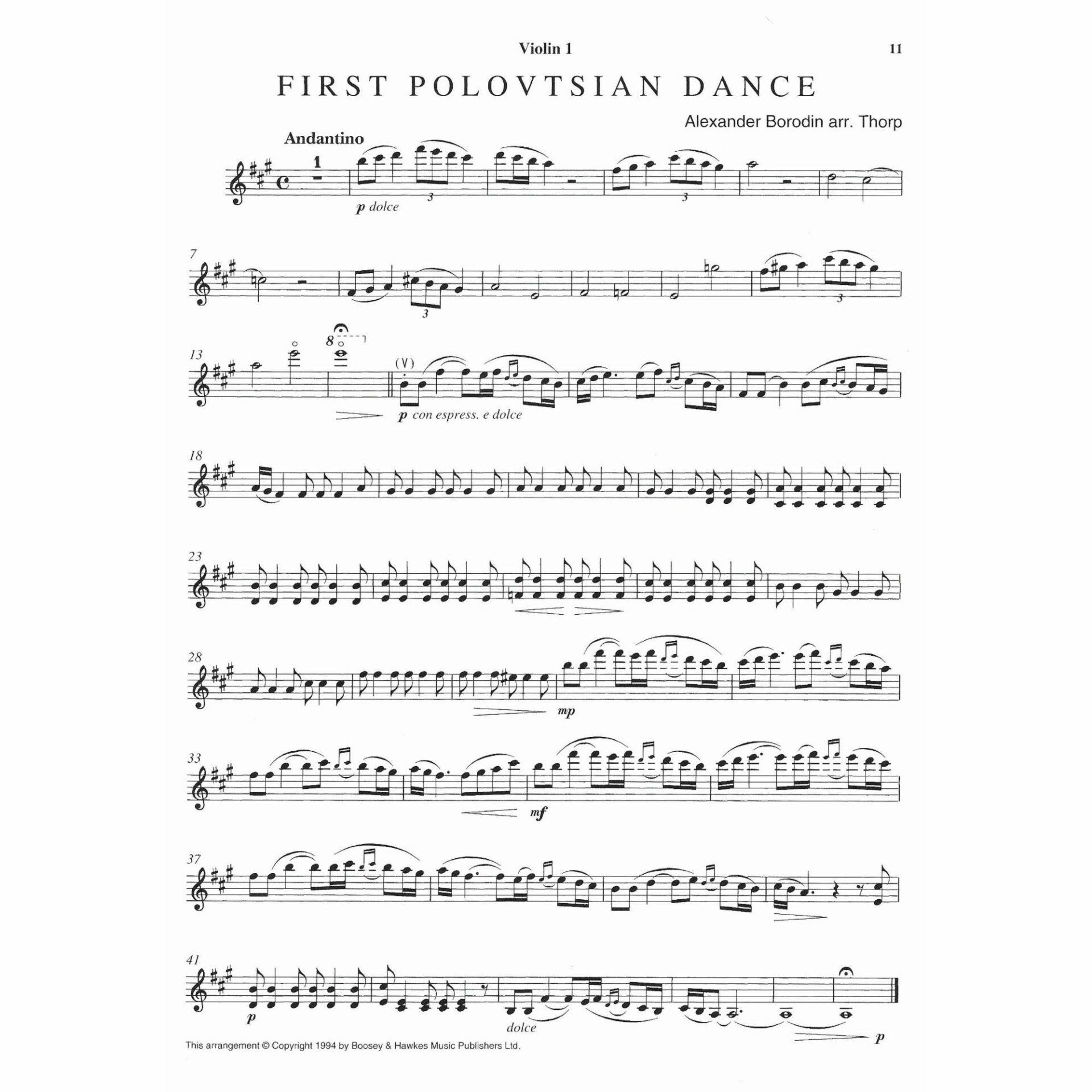 Sample: Vol. 4, Violin I (Pg. 11)